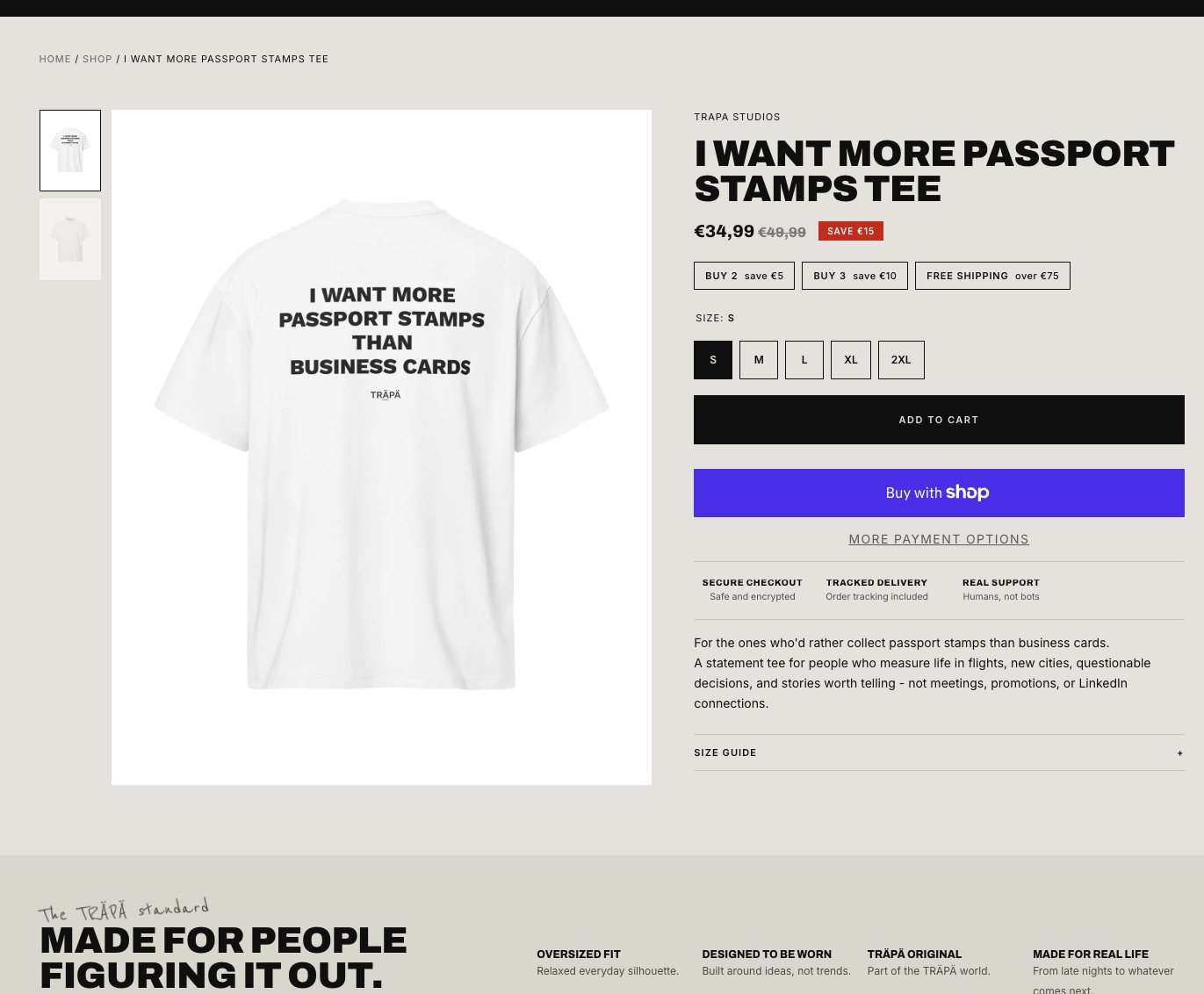 TRÄPÄ product page screenshot
